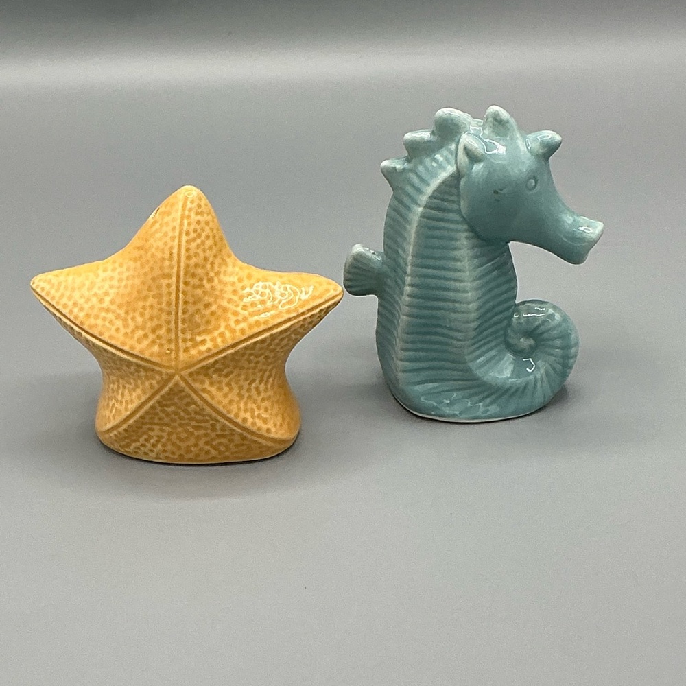 Yellow Starfish and Seafoam Seahorse Salt and Pepper Shakers